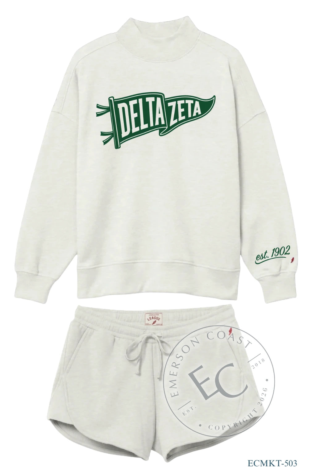 Delta Zeta Flag Cream Mockneck Set