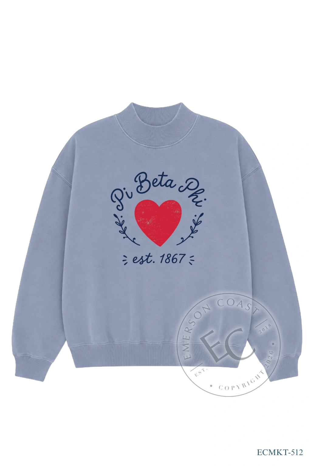 Pi Beta Phi Script Around Heart Design