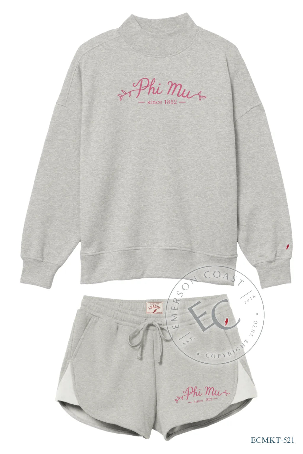 Phi Mu Dark Gray Mockneck Script Font
