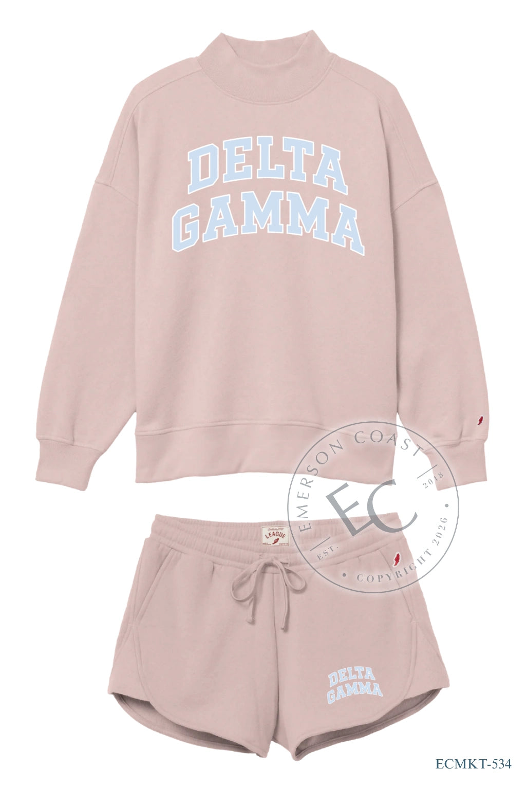 Delta Gamma Blue and Pink Mockneck