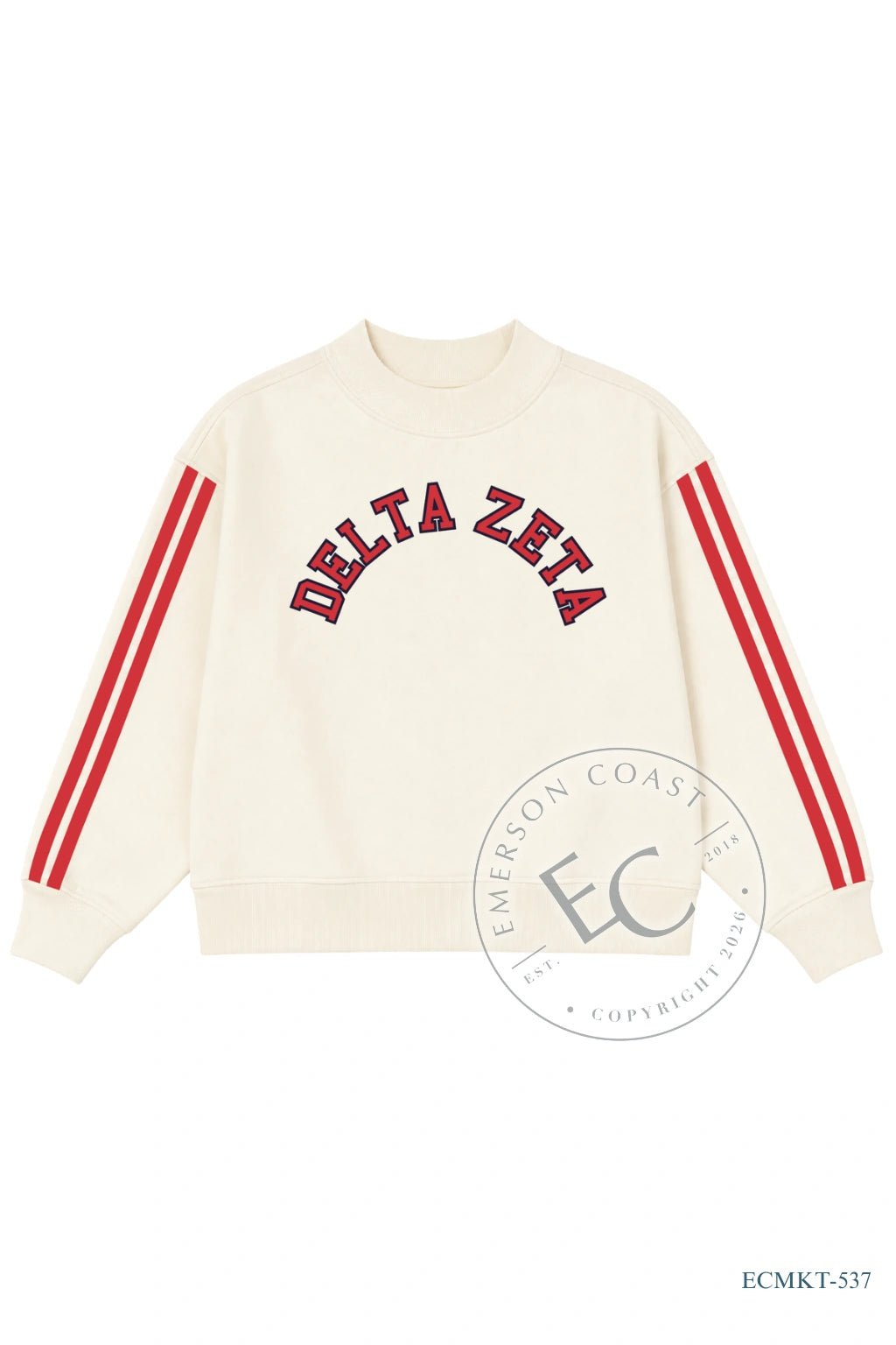 Delta Zeta Navy Varsity Stripe Mockneck