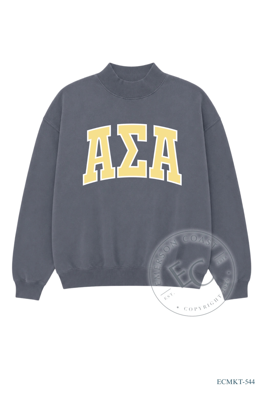 Alpha Sigma Alpha Navy and Yellow Mockneck