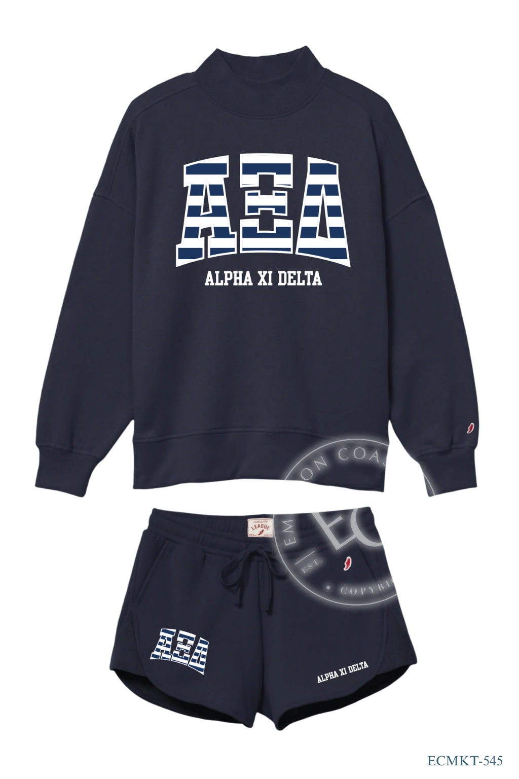 Alpha Xi Delta Blue Mockneck