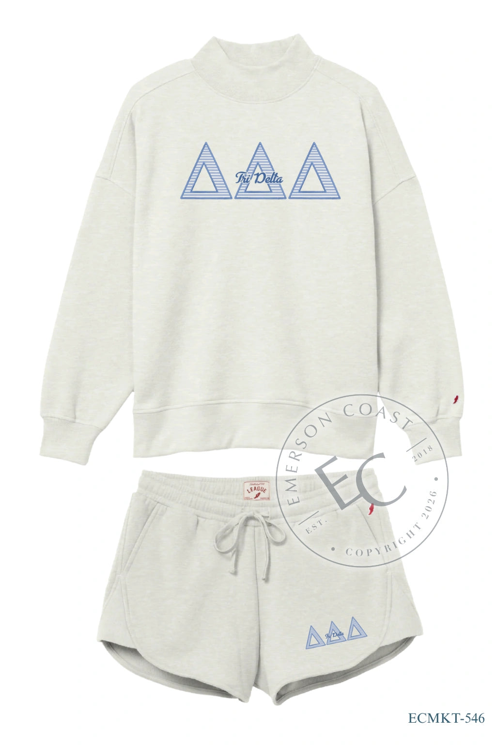 Tri Delta Greek Letters White Mockneck