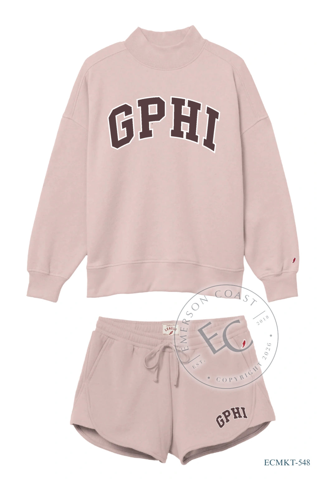 Gamma Phi Beta Pink and Brown Mockneck