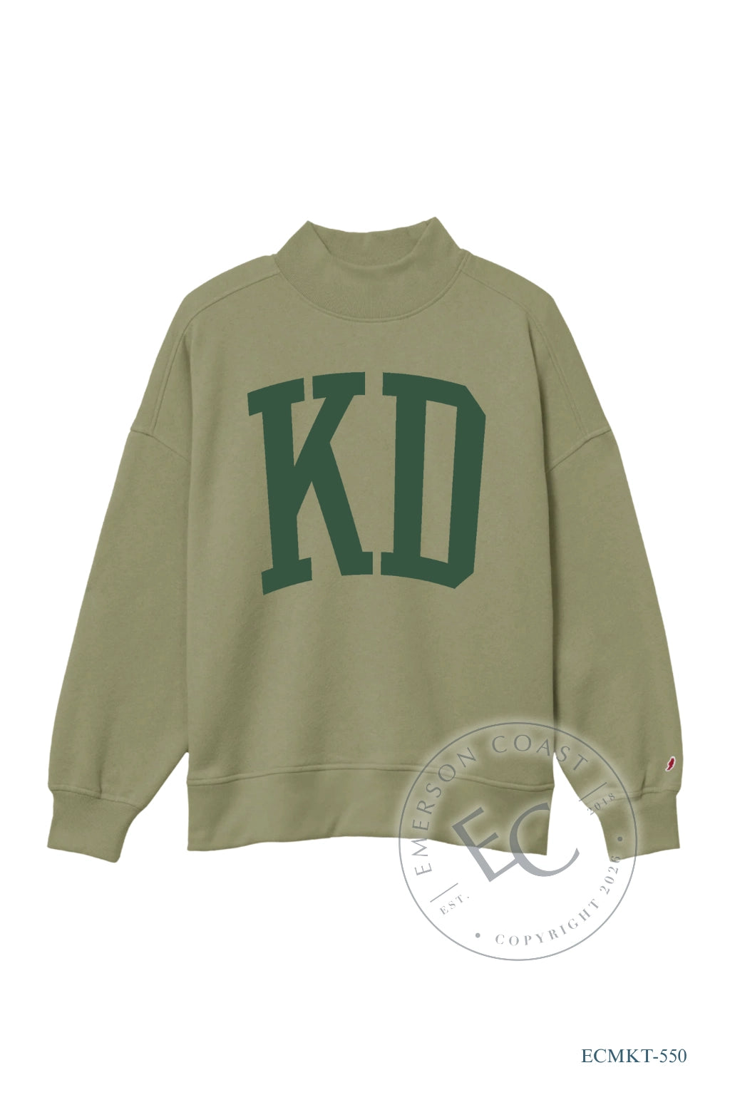 KD Big Letters Green Mockneck
