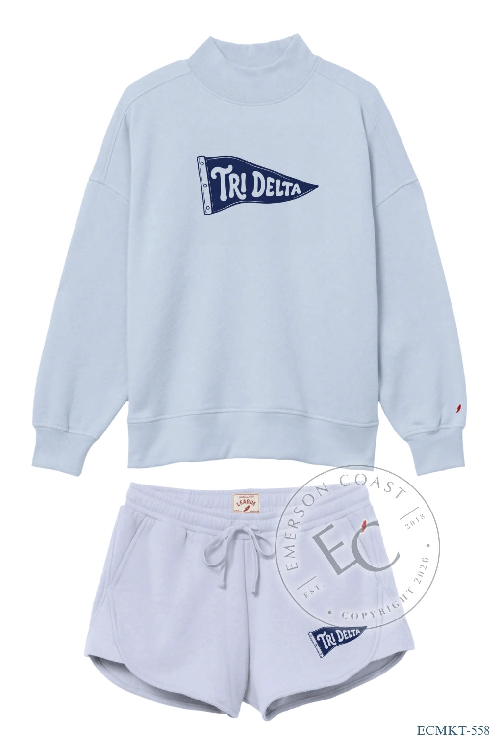 Tri Delta Flag Blue Mockneck
