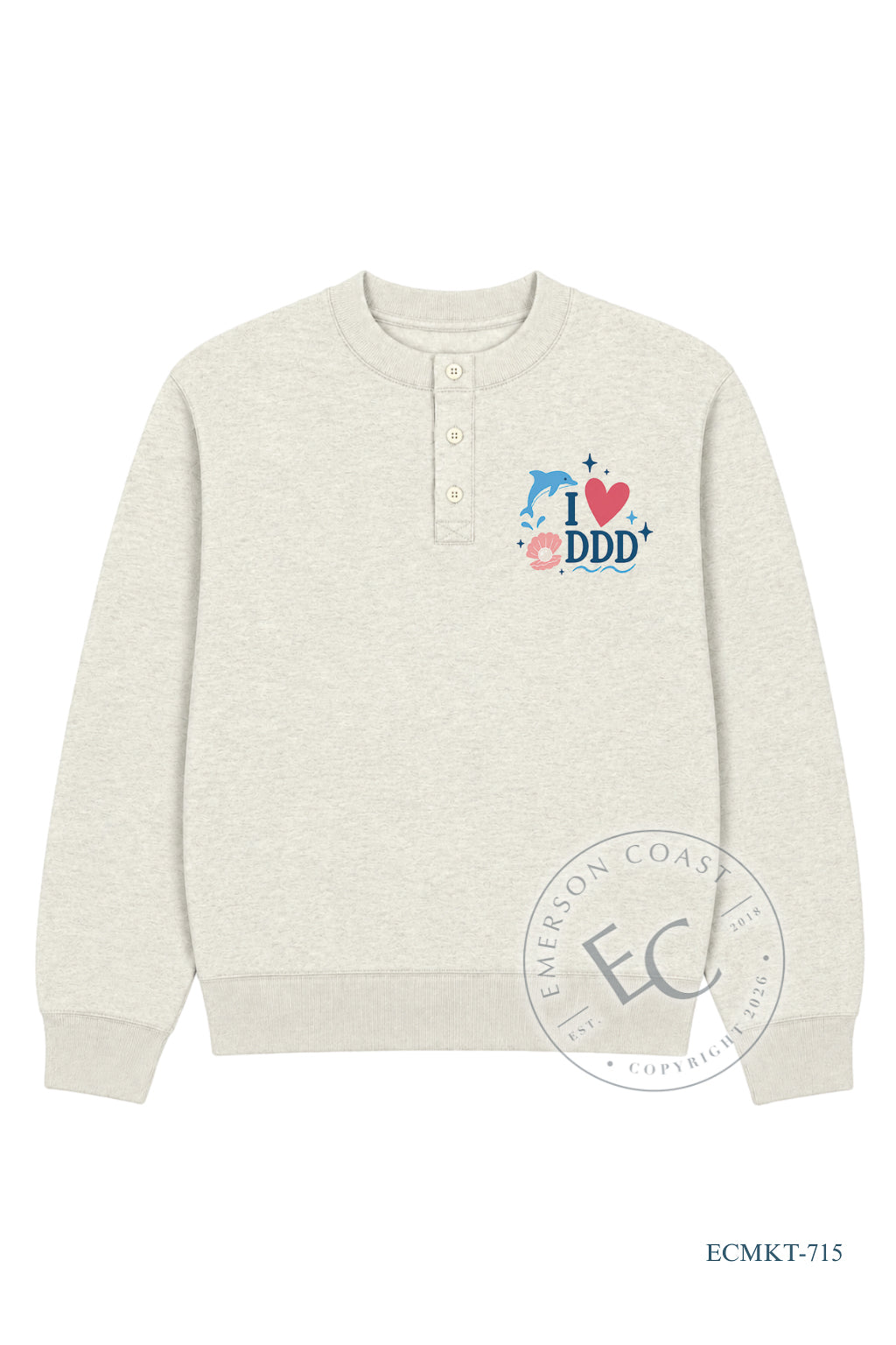 Tri Delta Grayish Waffle Knit Henley