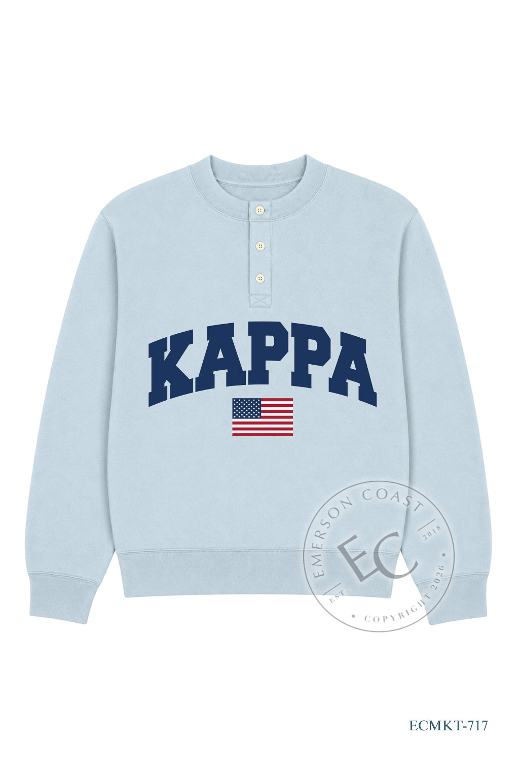 Kappa Flag Blue Waffle Knit Henley