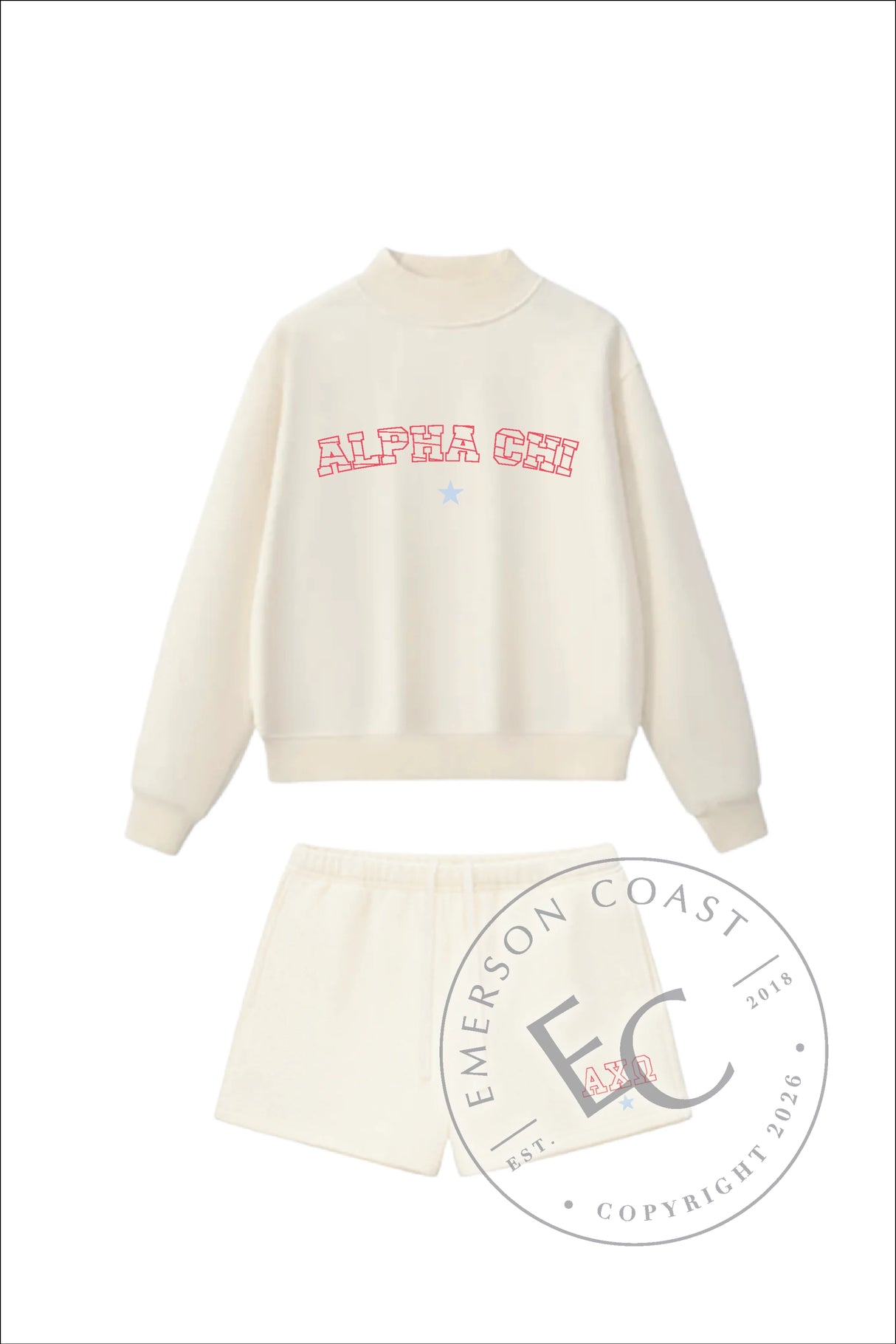 Alpha Chi Omega Cream Heritage Mockneck Set