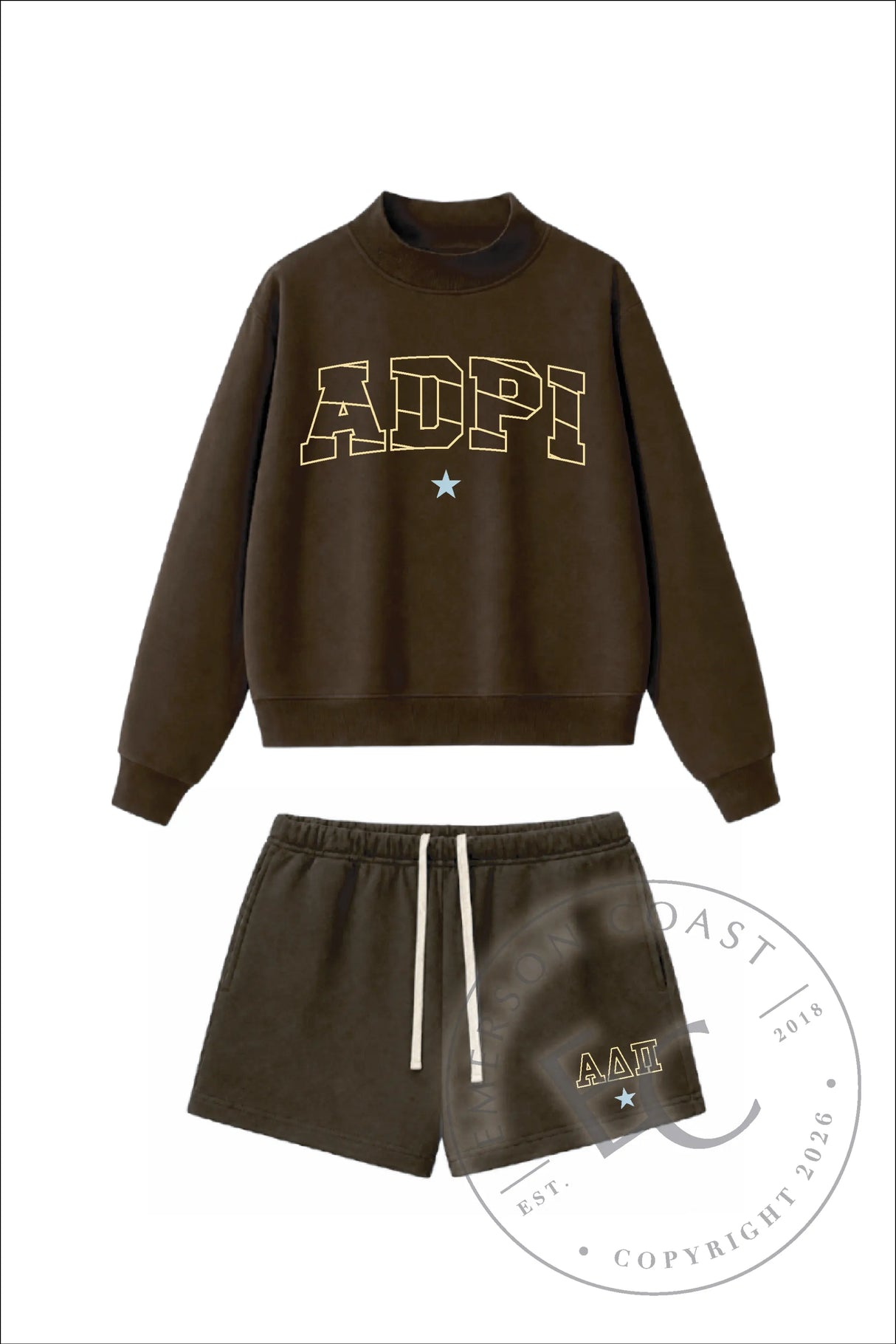 Alpha Delta Pi Chocolate Heritage Mockneck Set
