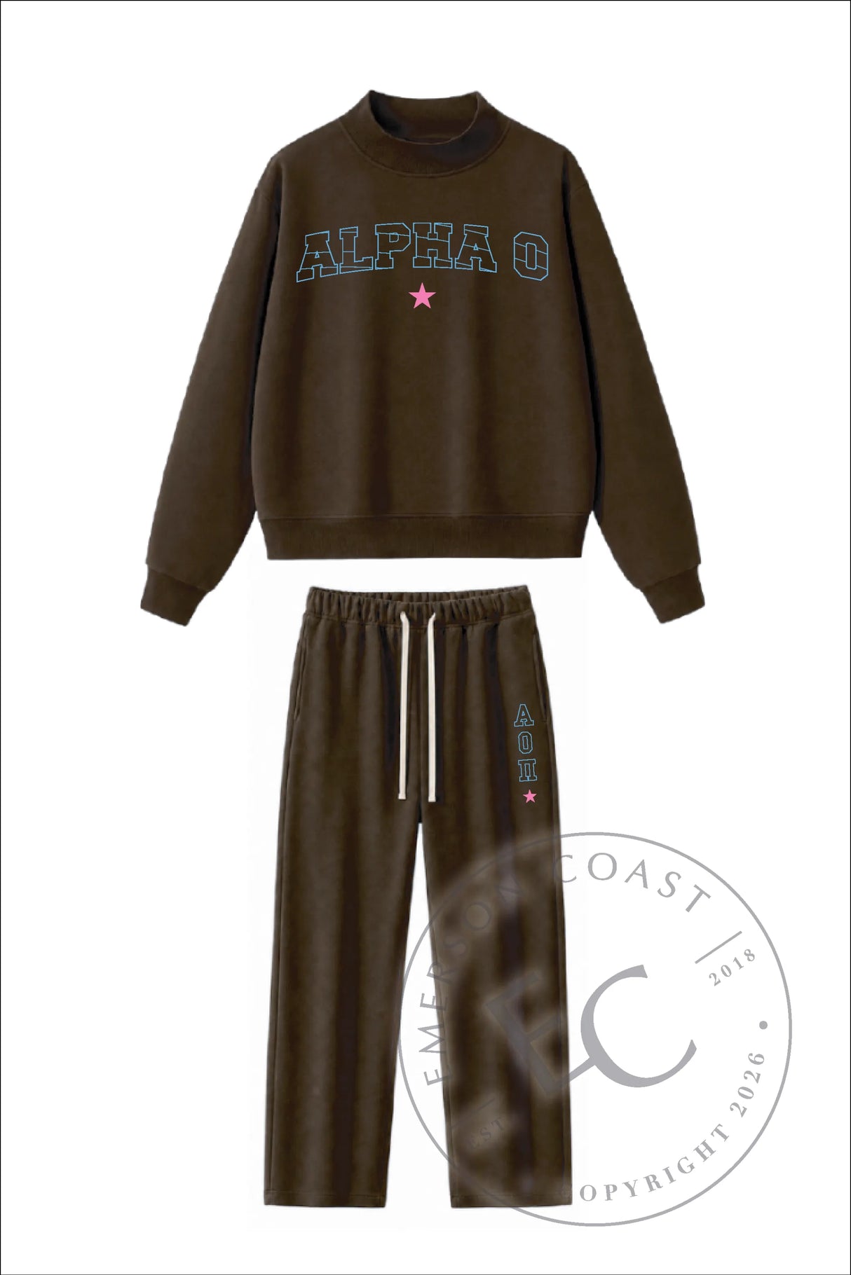 Alpha Omicron Pi Chocolate Heritage Mockneck Set