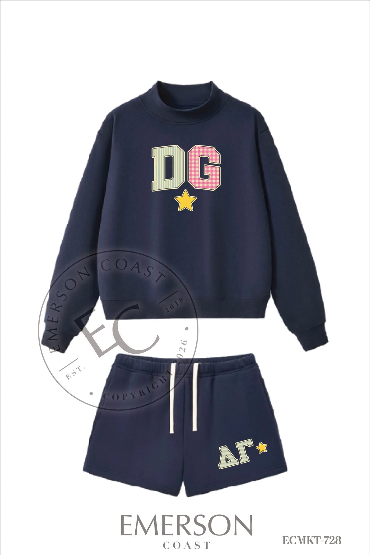 Delta Gamma Navy Heritage Mockneck Set