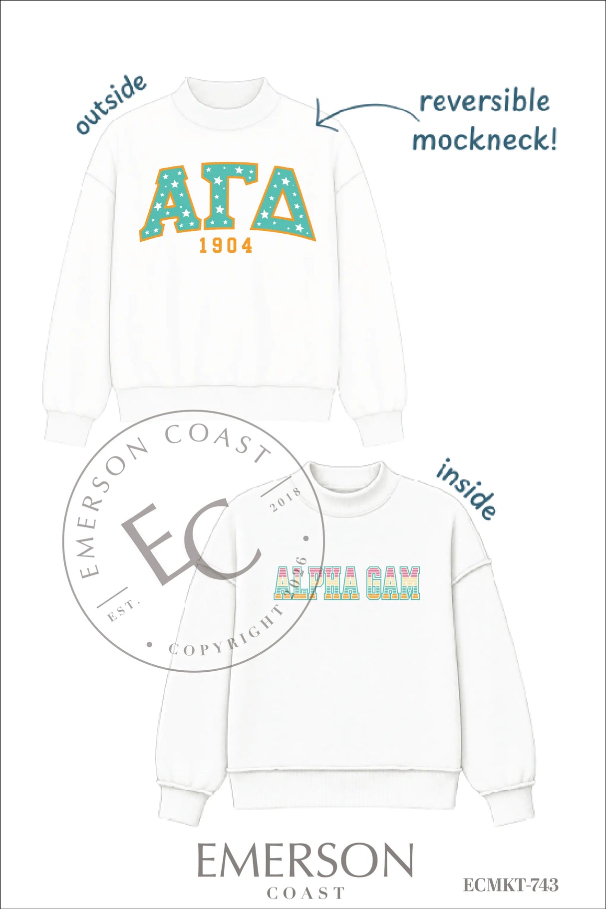 Alpha Gamma Delta PR Reversible Mockneck