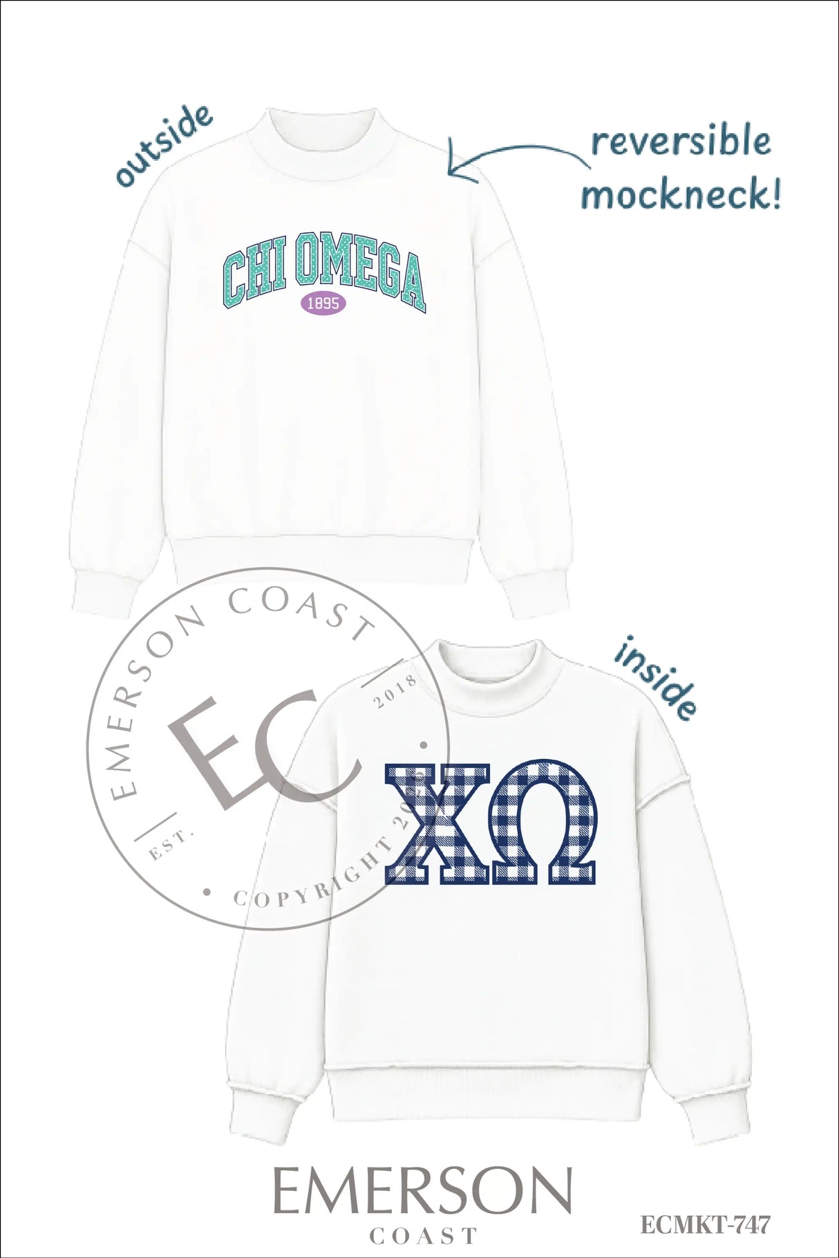 Chi Omega PR Reversible Mockneck