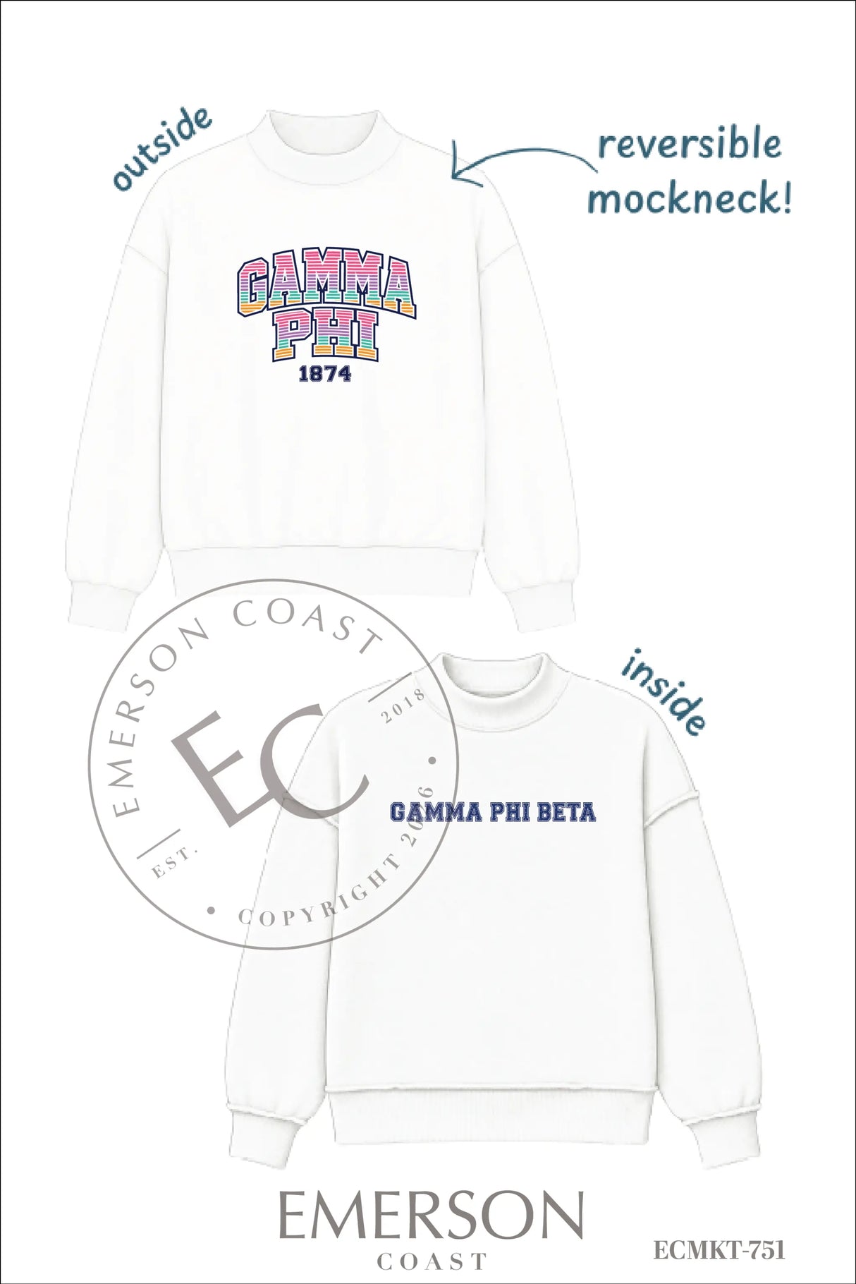 Gamma Phi Beta PR Reversible Mockneck