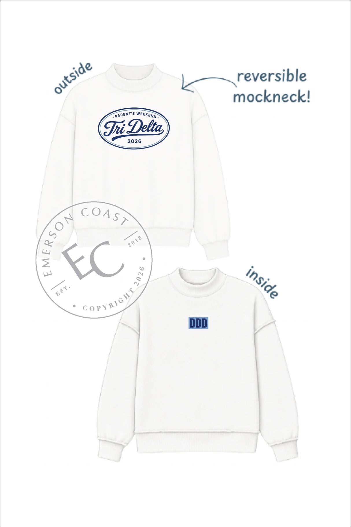 Delta Delta Delta Parents Weekend Mockneck
