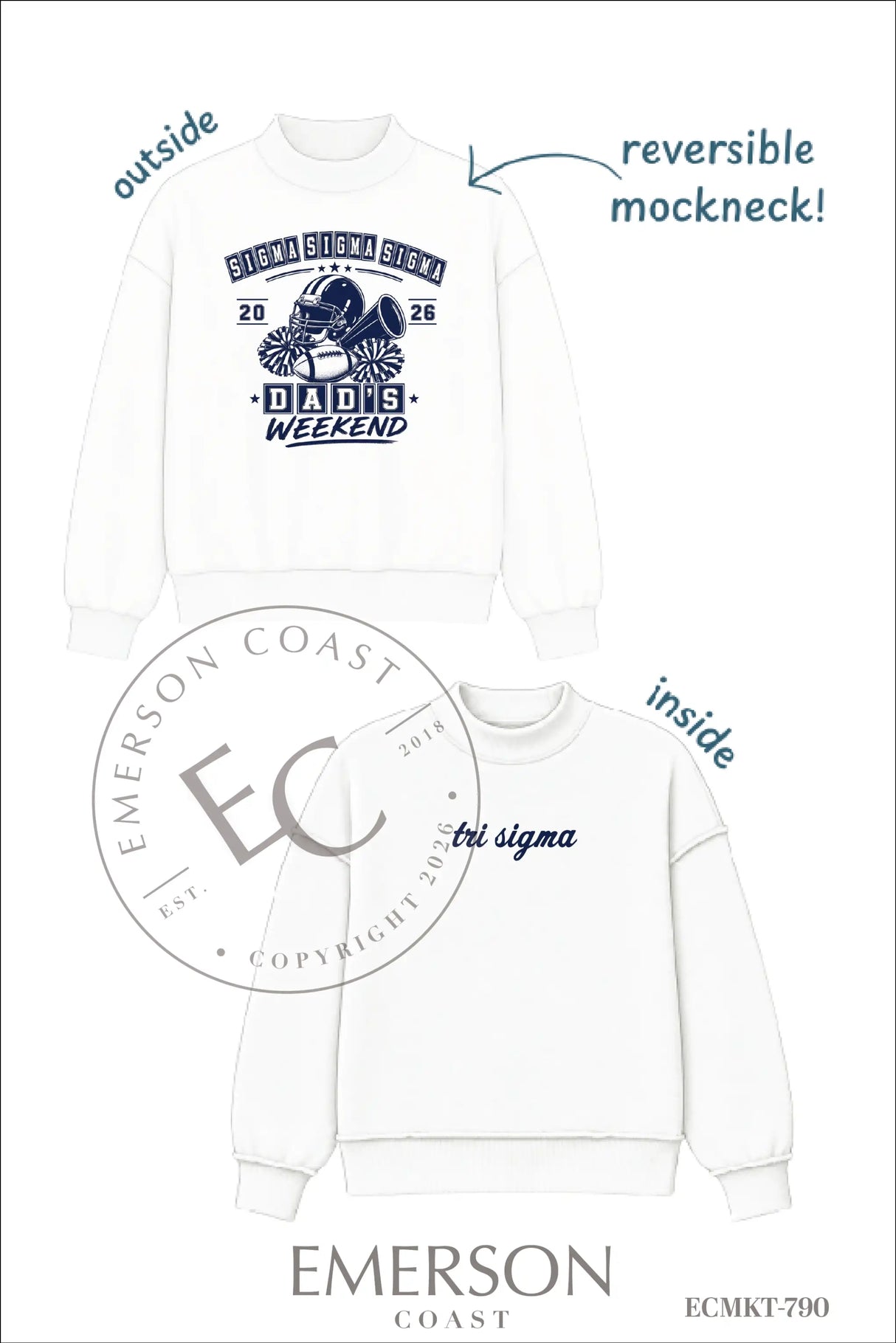 Sigma Sigma Sigma Dad's Weekend Reversible Mockneck