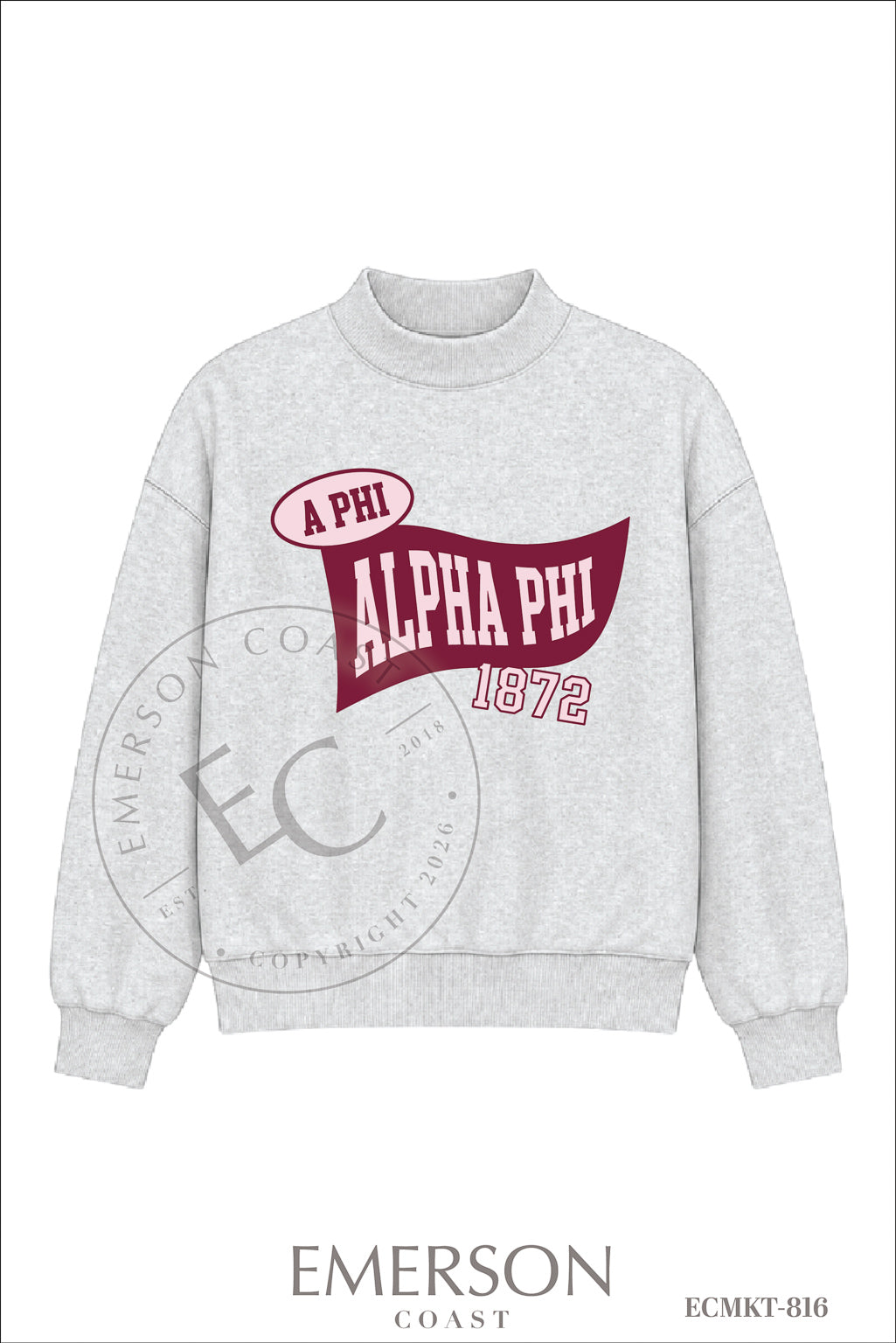 Alpha Phi Gray Reversible Mockneck
