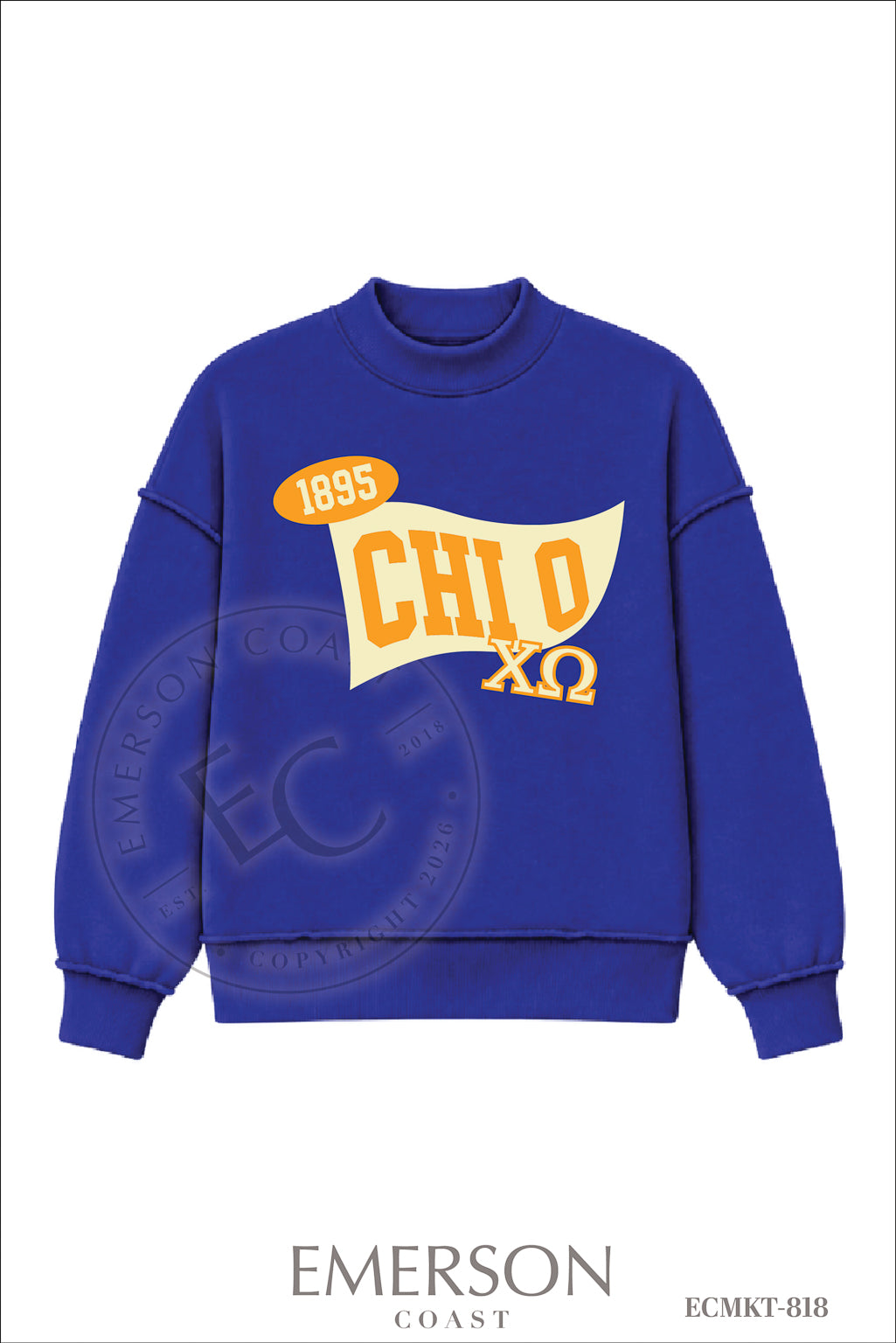 Chi Omega Blue Reversible Mockneck