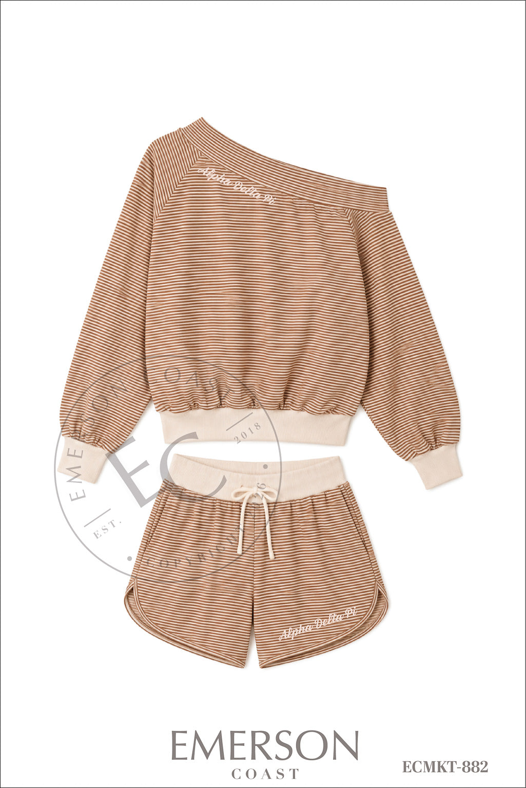 Alpha Delta Pi Script Brown Off The Shoulder Set