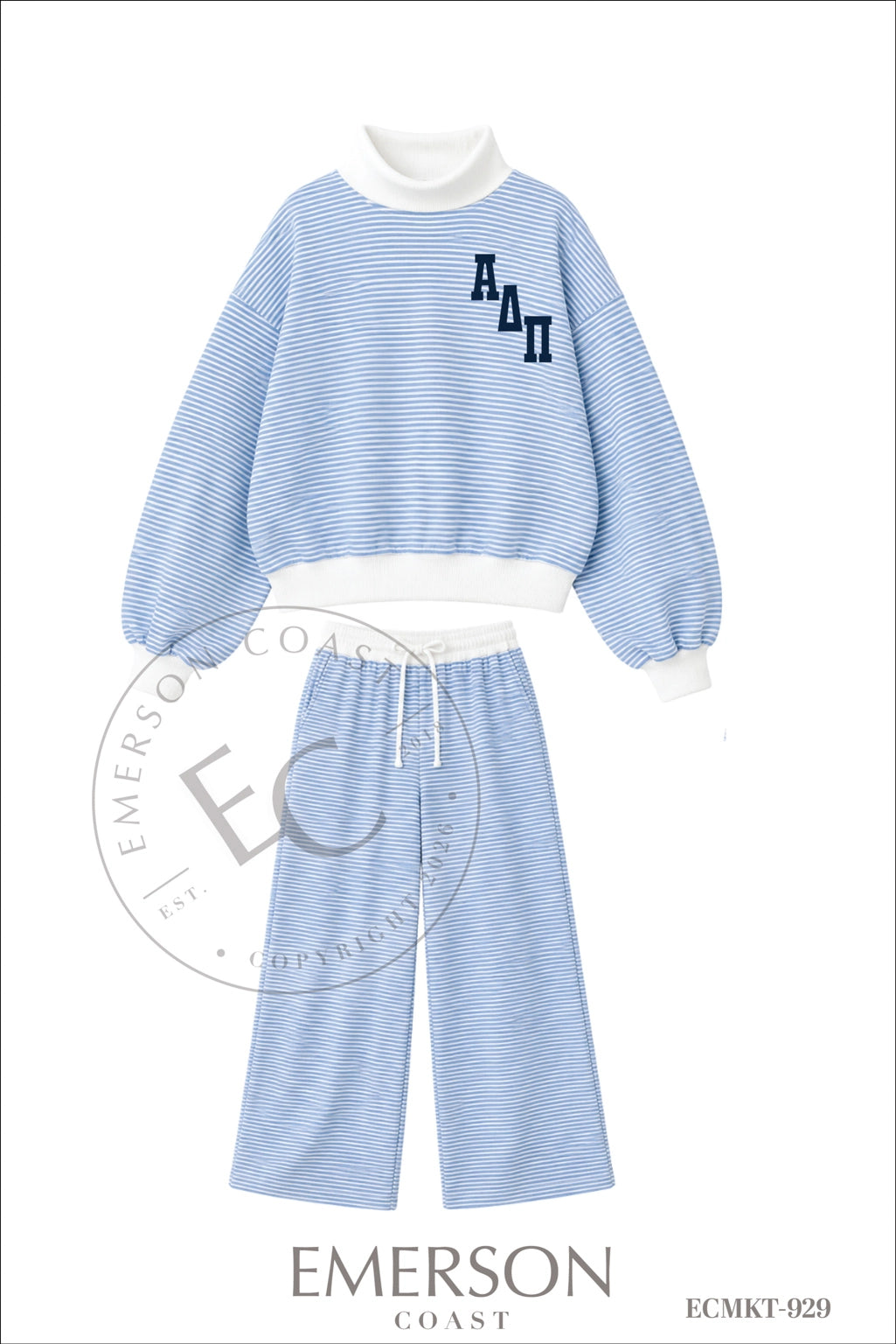 Alpha Delta Pi Blue White Mockneck Set