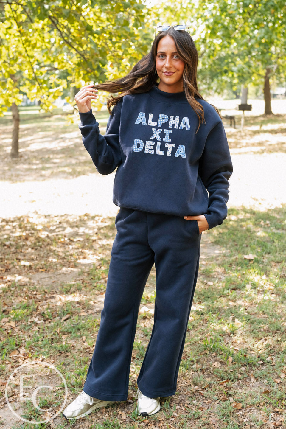 Alpha Xi Delta Navy Pant Mockneck Set