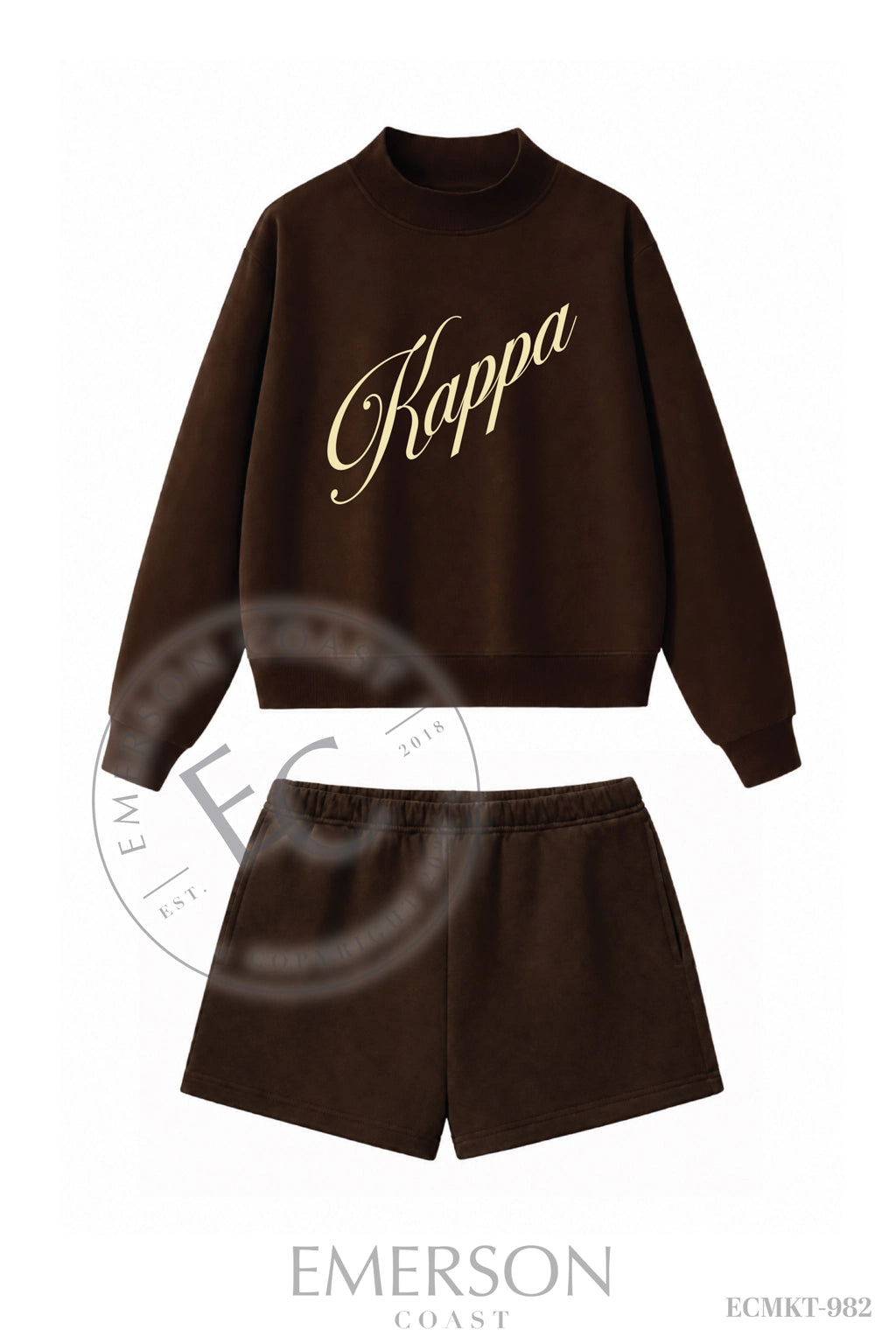 Kappa Kappa Gamma Brown Short Mockneck Set
