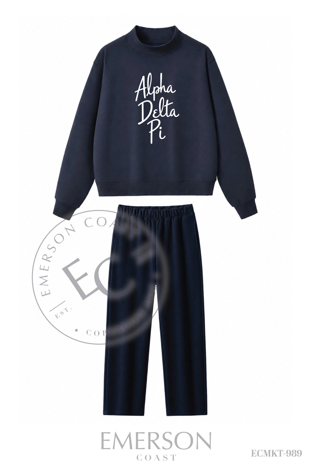 Alpha Delta Pi Navy Pant Mockneck Set