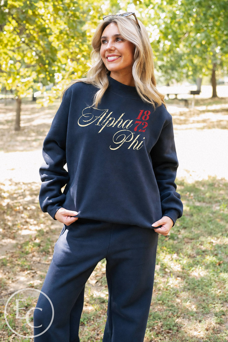 Alpha Phi Navy Pant Mockneck Set