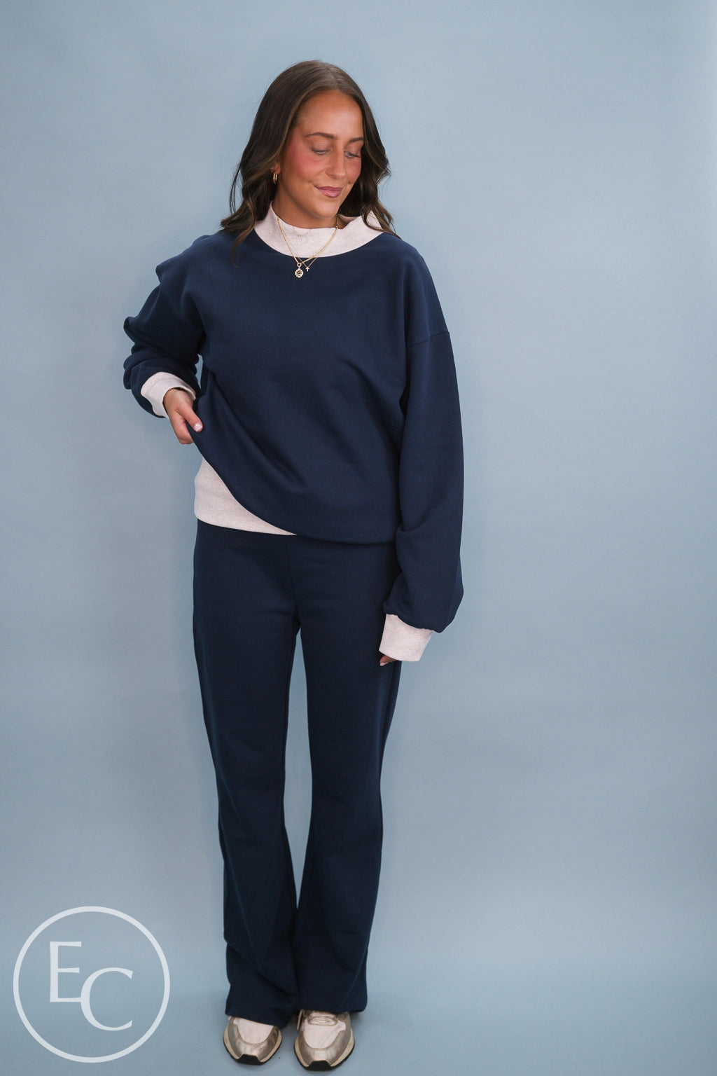 Emerson Coast Colorblock Mockneck & Foldover Flare Pant