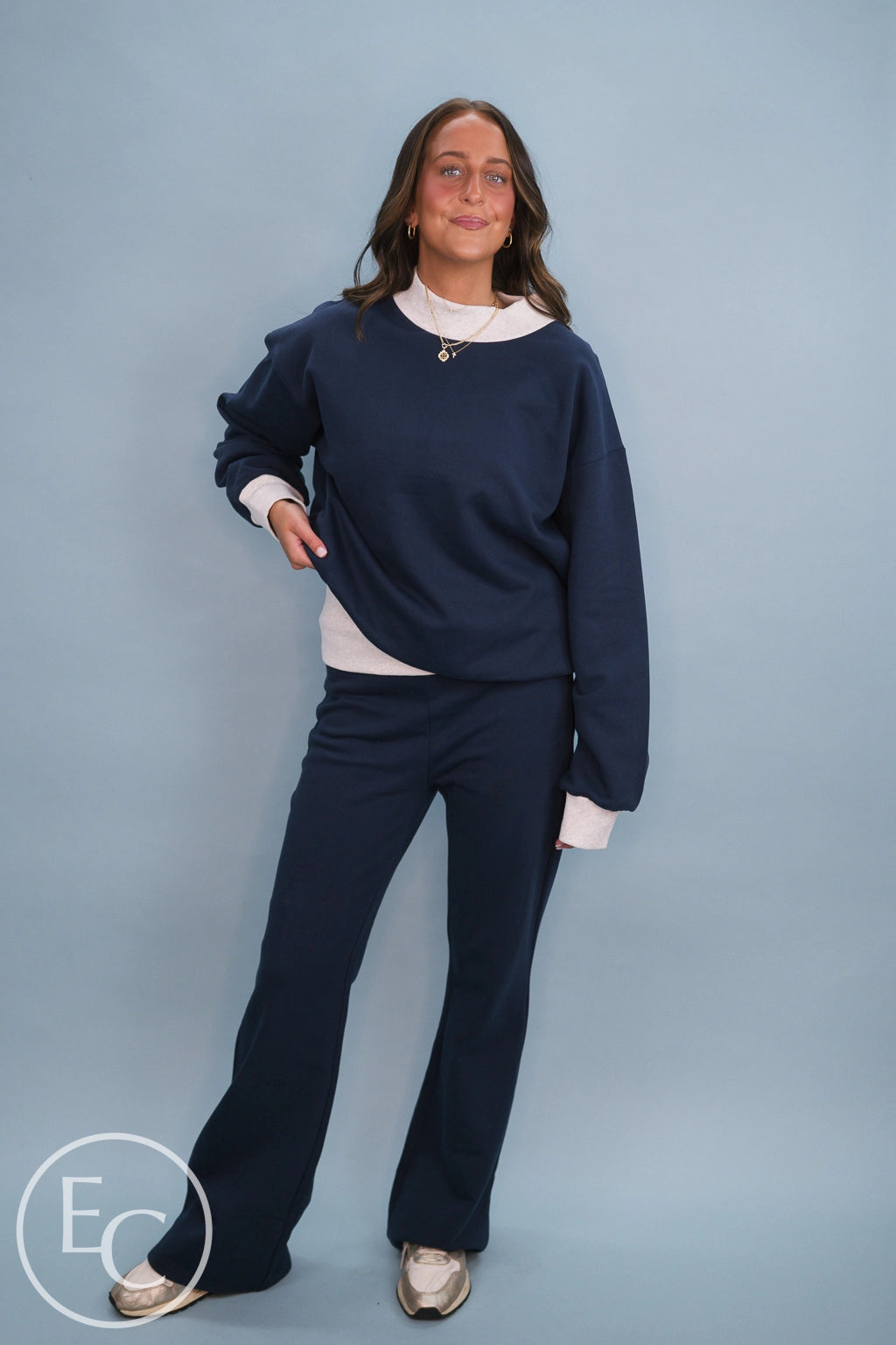 Emerson Coast Colorblock Mockneck & Foldover Flare Pant
