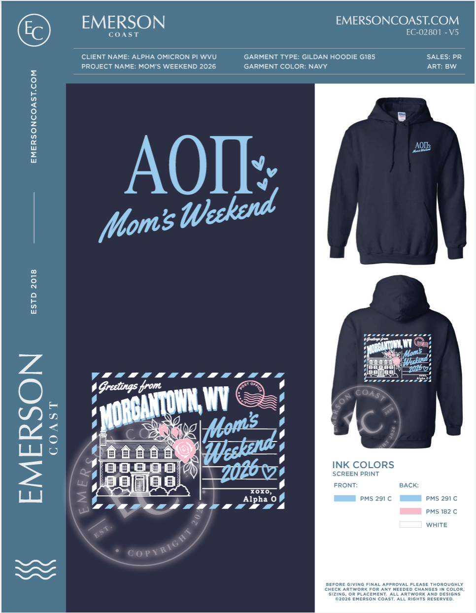 EC-02801 NEW Alpha Omicron Pi West Virginia University Mom's Weekend 2026-MD