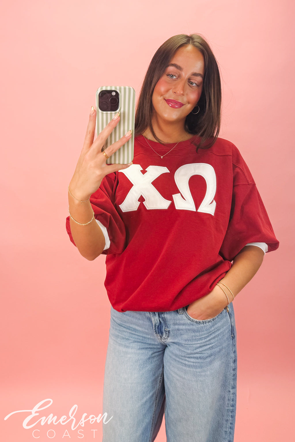 Chi Omega Classic Red Letter Jersey