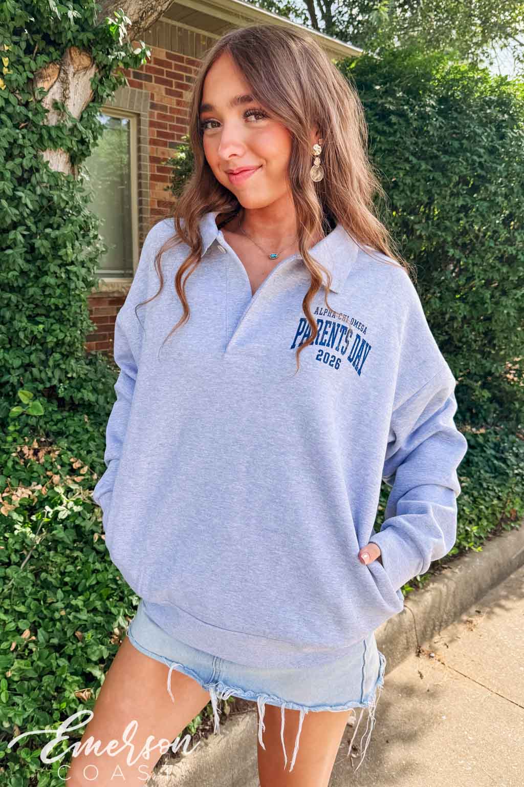 Alpha Chi Omega Parents Weekend Henley Sweatshirt