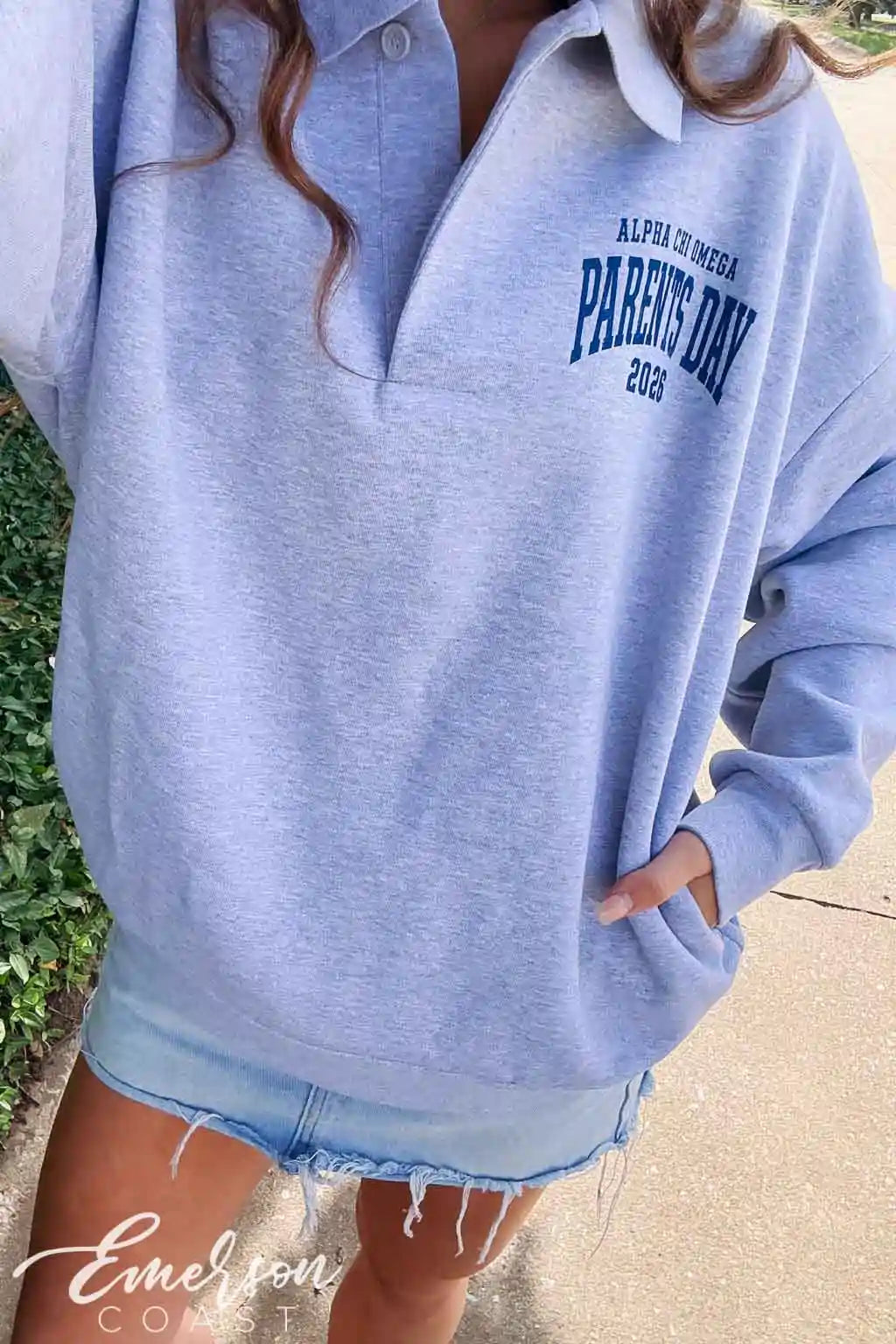 Alpha Chi Omega Parents Weekend Henley Sweatshirt