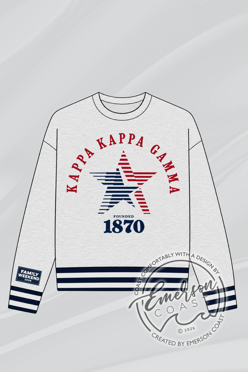 KKG Family Weekend Patch Grey Varsity Crewneck