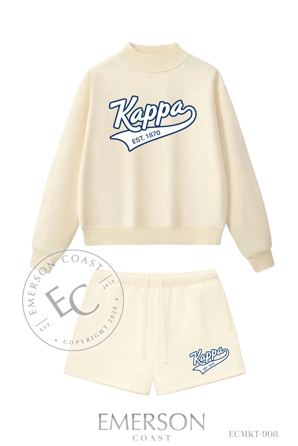 Kappa Kappa Gamma Varsity Script Cream Set