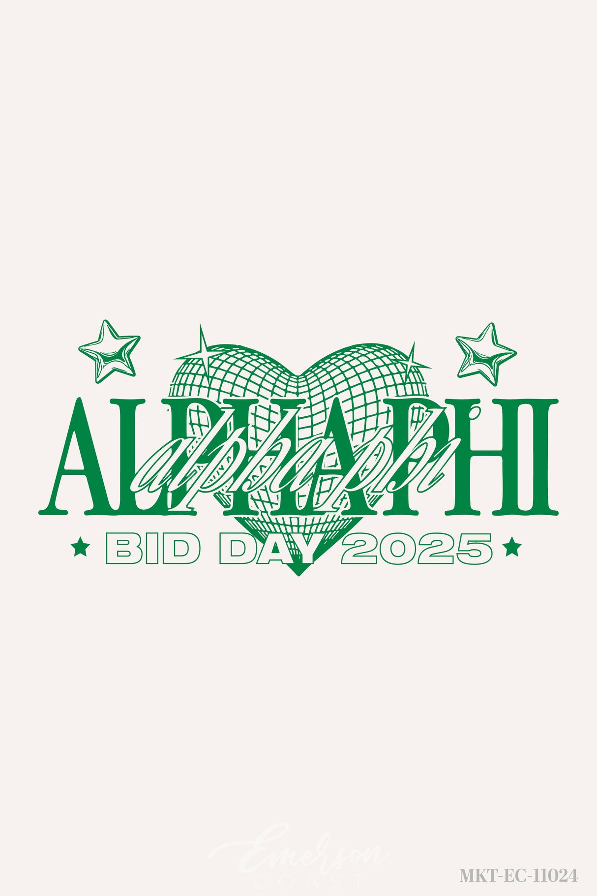 Alpha Phi Green Futuristic Heart Bid Day Tshirt