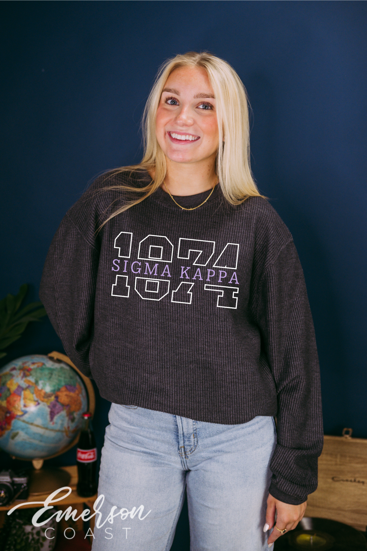 Sigma Kappa 1874 Charcoal Corduroy Sweatshirt