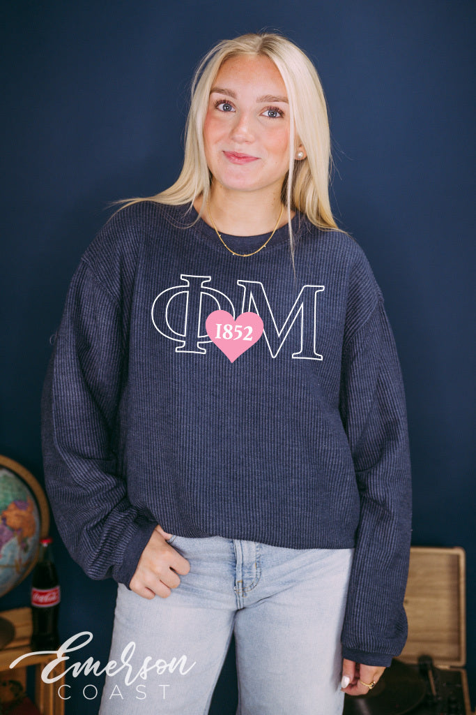 Phi Mu Heart Corduroy Sweatshirt