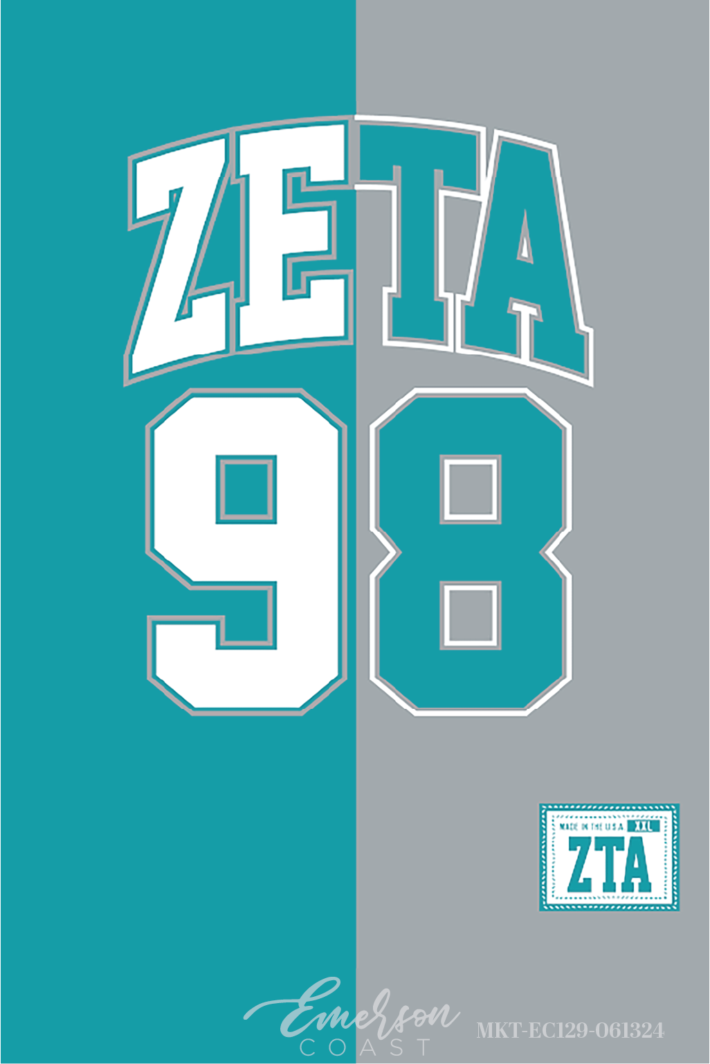 Zeta Tau Alpha Half & Half Sublimated Jersey