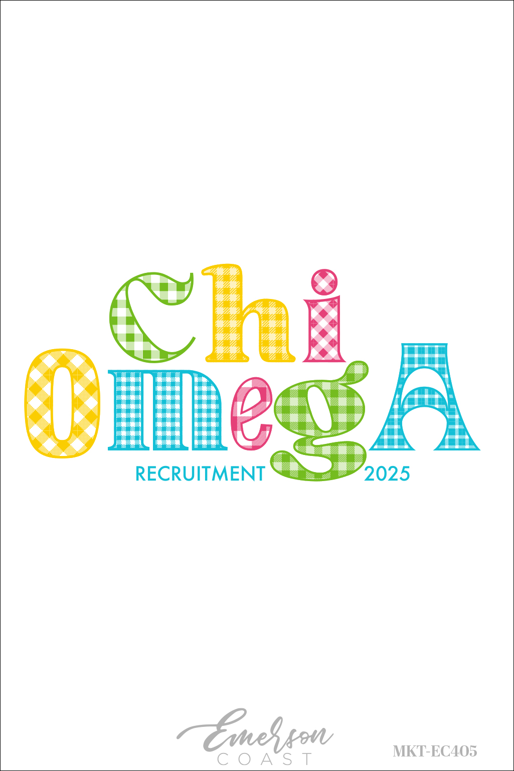 Chi Omega Gingham Patterned Font Tshirt