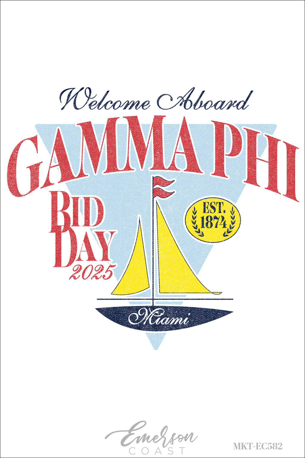 Gamma Phi Beta Welcome Aboard Sailing Club Bid Day T-Shirt