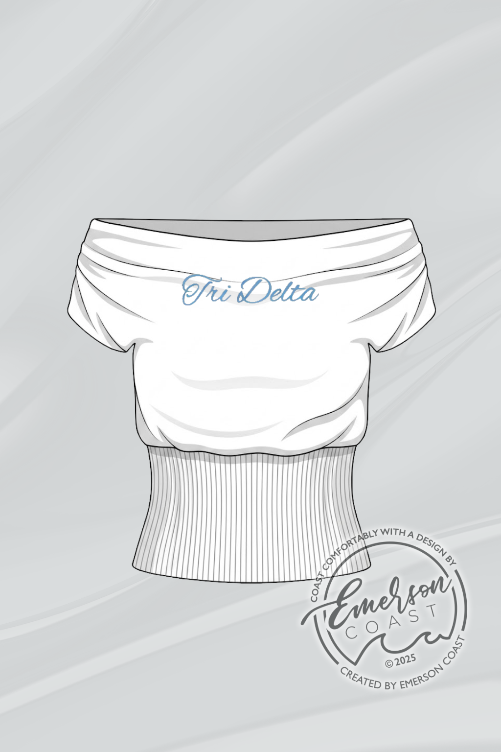 Tri Delta Off the Shoulder Cinched Waist Top