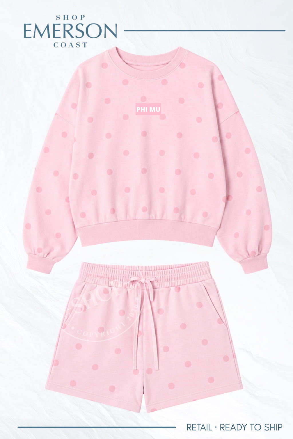 Phi Mu Pink Polka Dot Patch Set