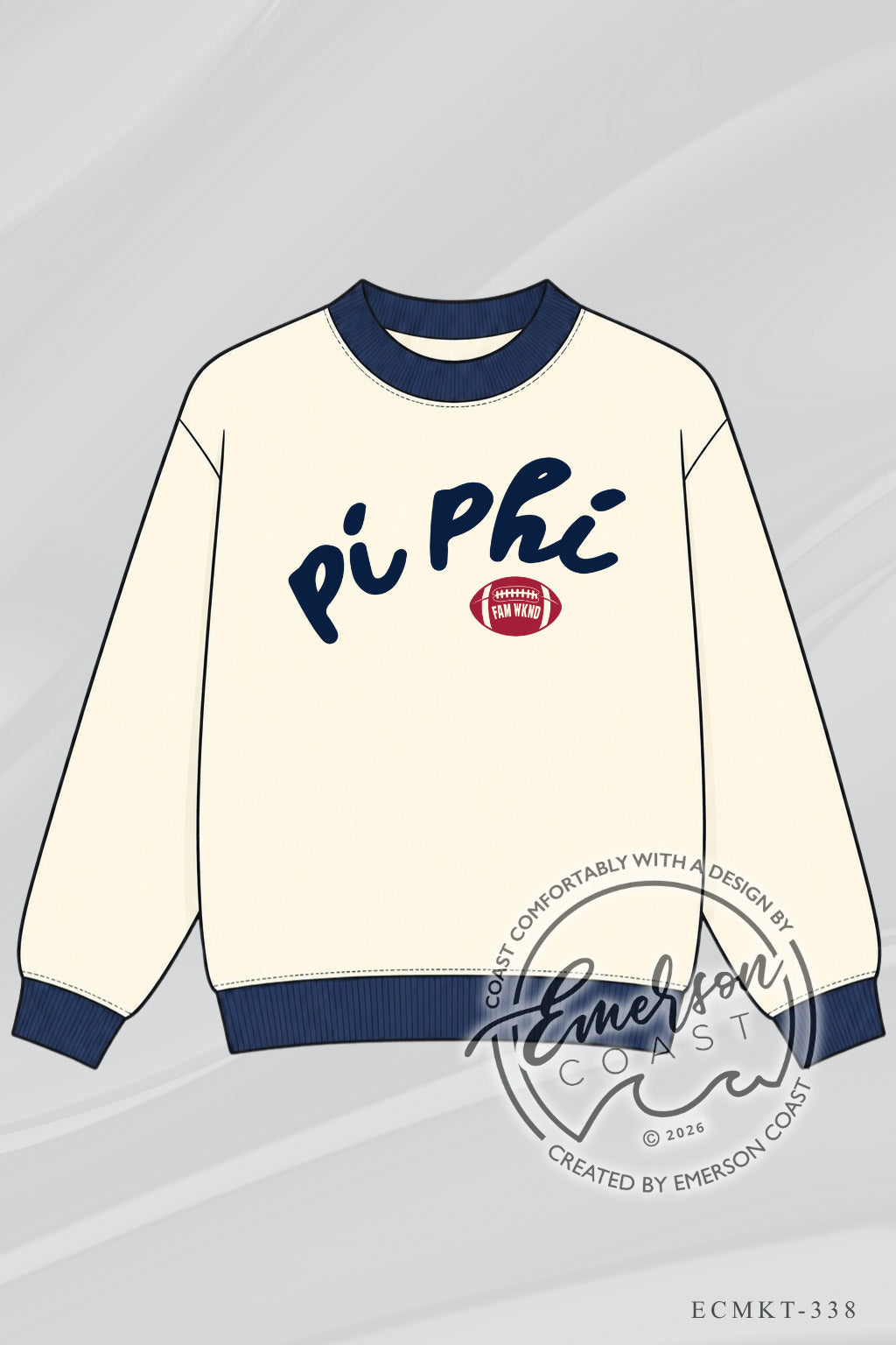 Pi Phi Family Wknd Cream Colorblock Mock Neck