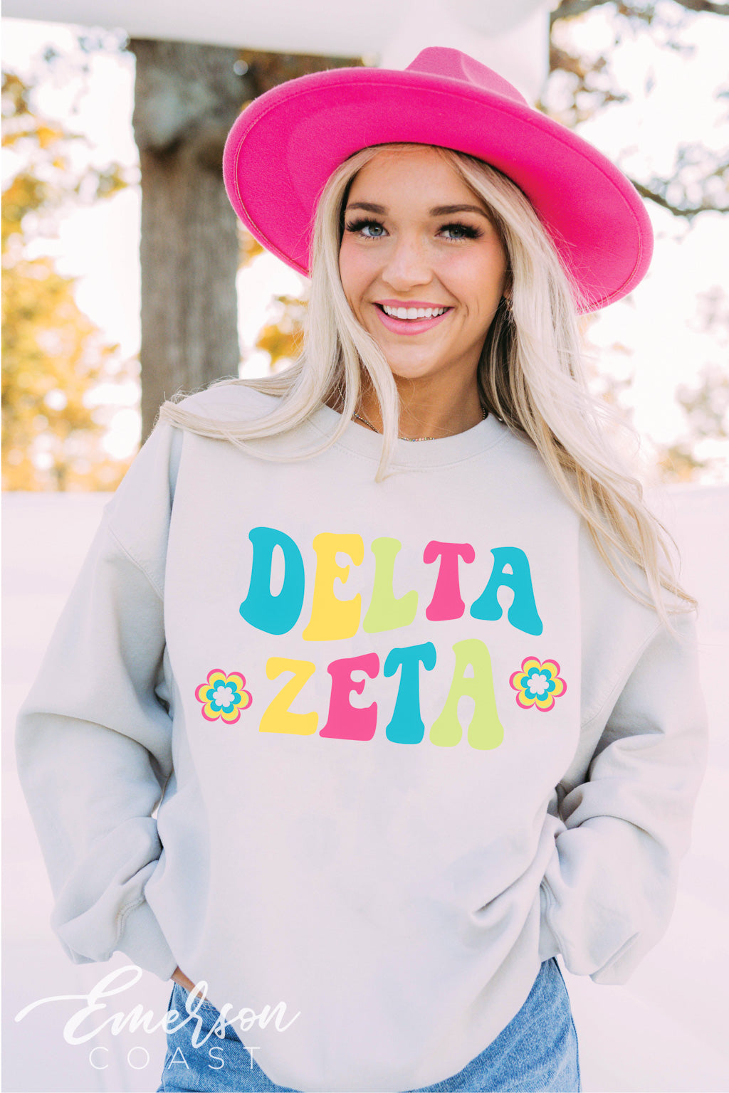 Delta Zeta Bright Floral Crewneck