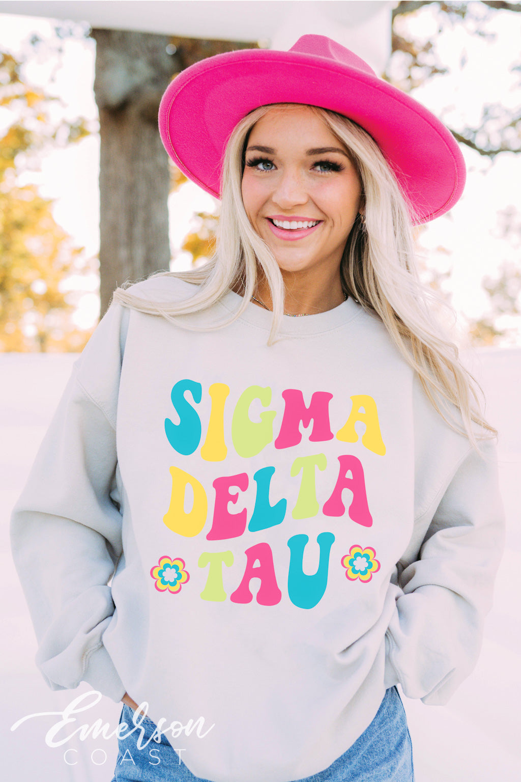 Sigma Delta Tau Bright Floral Crewneck