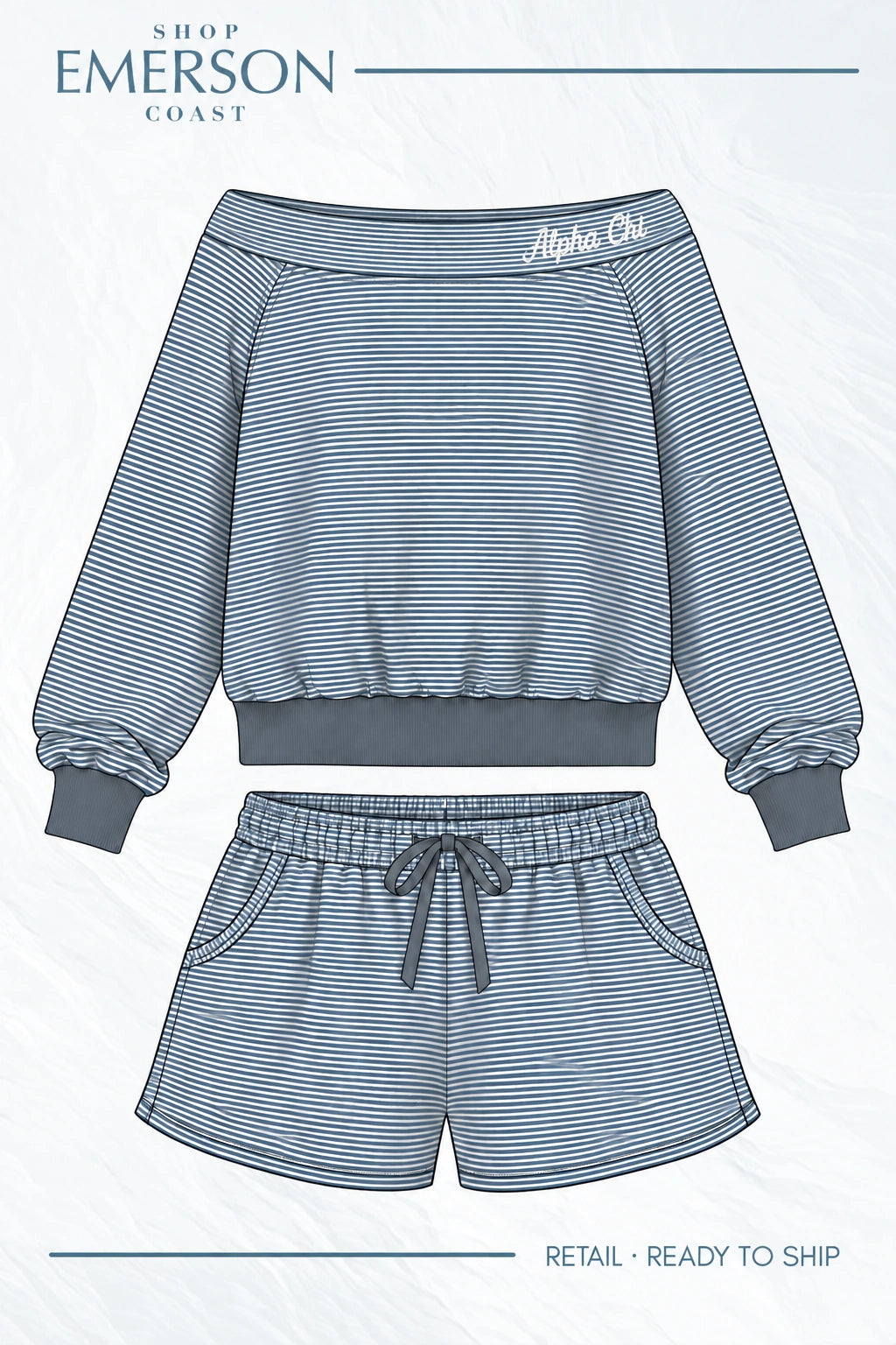 Alpha Chi Omega Cozy Hour Off The Shoulder Set